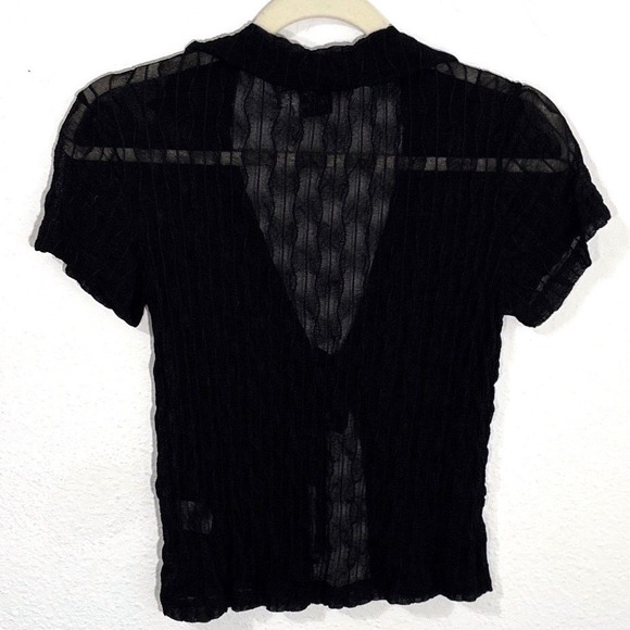 Princess Polly 4 Black Sheer Tie Front Short Sleeve Mesh Festival Beach Cardigan - Picture 6 of 9